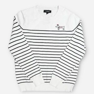 NEW CALLIGRAPHIE BY ANTHROPOLOGIE Dachshund Dog Striped Sweater Sz L